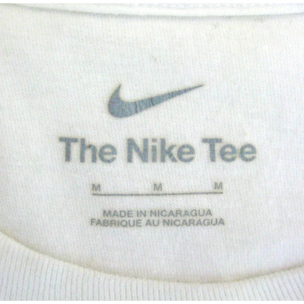 NIKE Men's (Size Medium) White Short Sleeve Graphic Spellout Logo T-Shirt Top